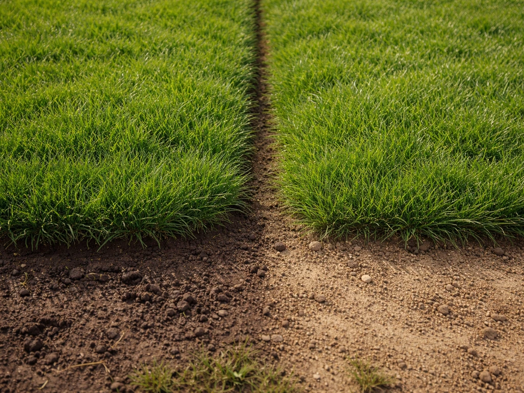 Deux échantillons de gazon dense et vert, sur sols différents, pour illustrer l’adaptation au climat en France.